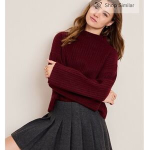 NWT Lindsay Mock Neck Burgundy Ribbed Sweater